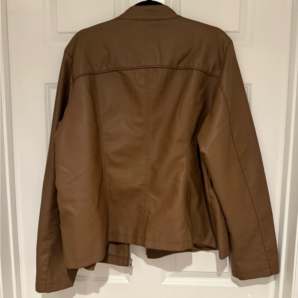 Women's Vegan Brown Leather Jacket, Size 2x, Mark Alan - Picture 2 of 4